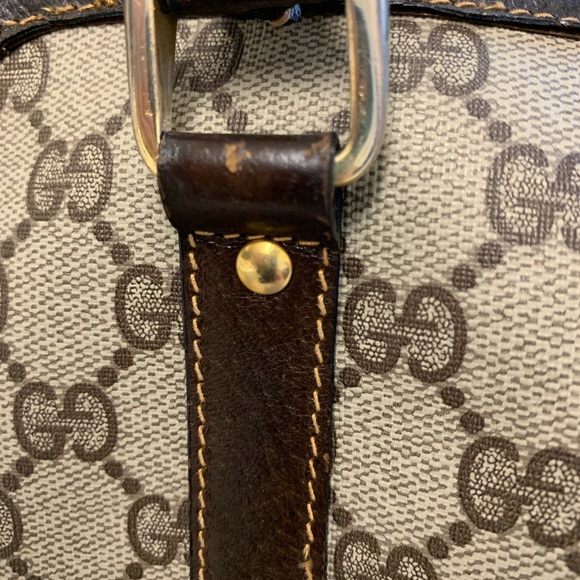 Gucci Beige and Brown Canvas Bag with Red and Green Accent Needs Restoration - Picture 10 of 16